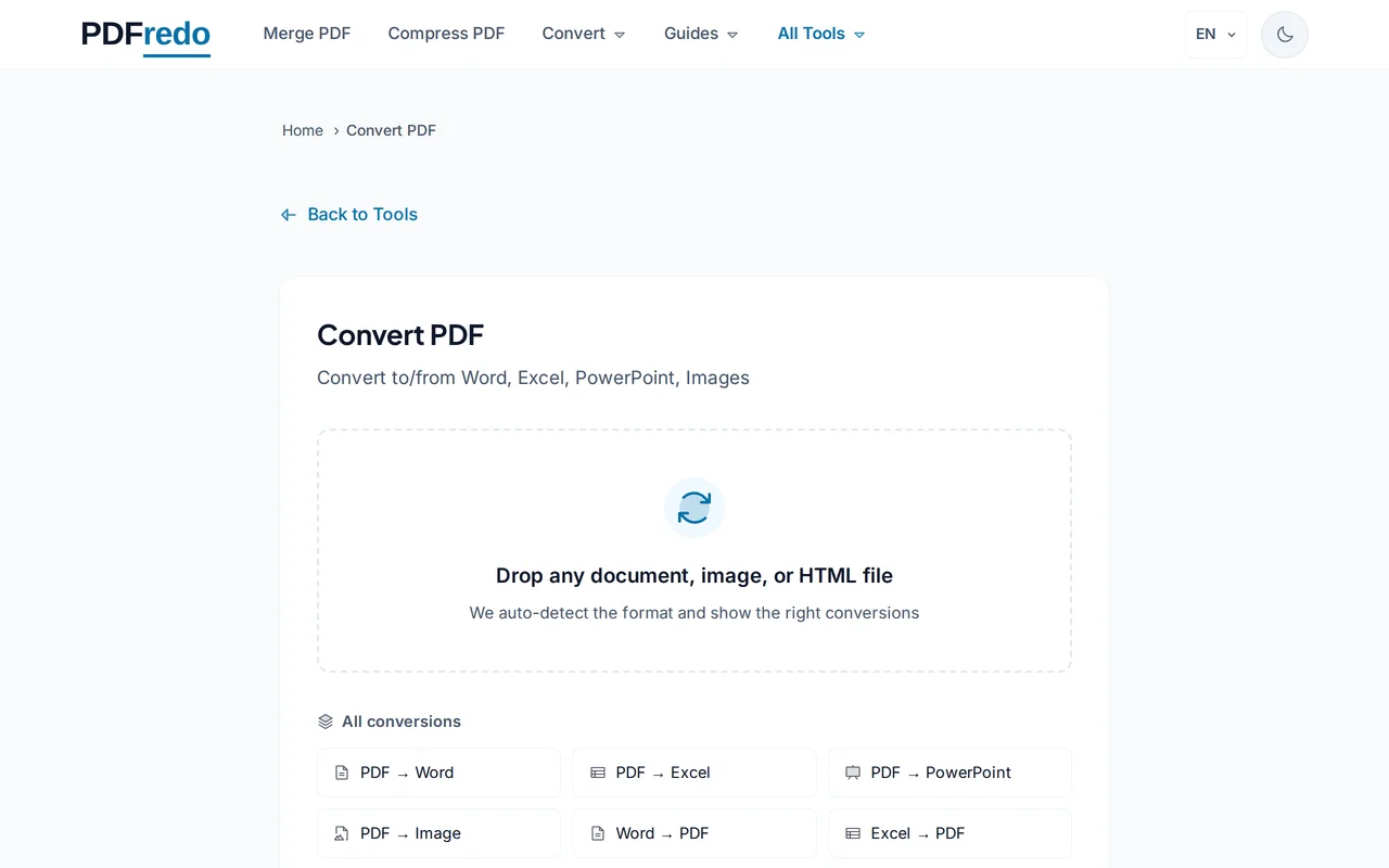 Upload your file — PDFredo convert