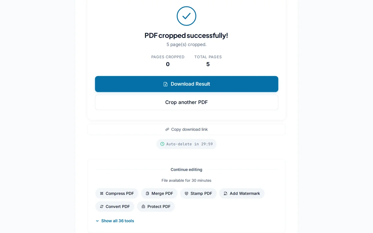 Download the cropped PDF — PDFredo crop