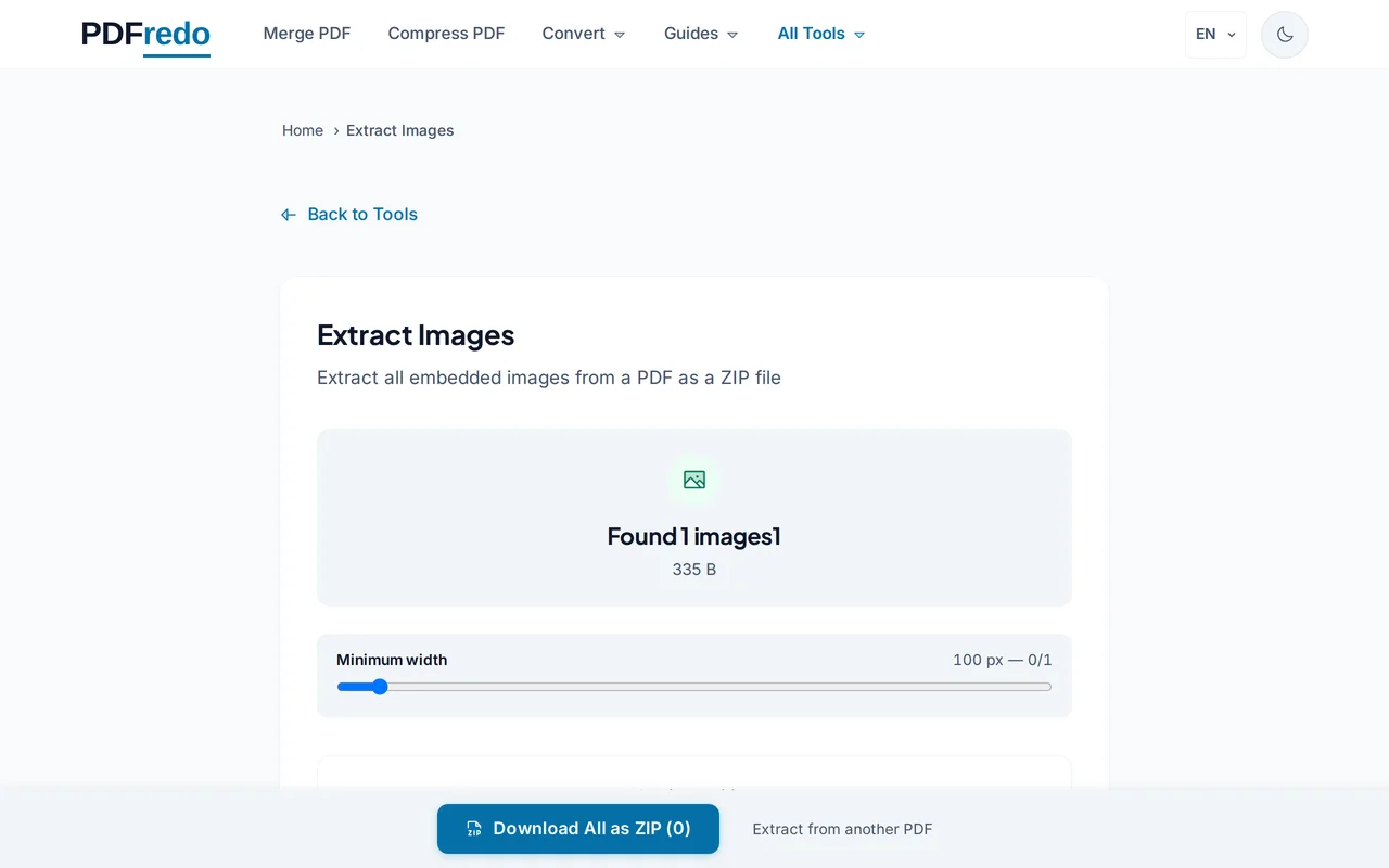 Download the ZIP — PDFredo extract-images