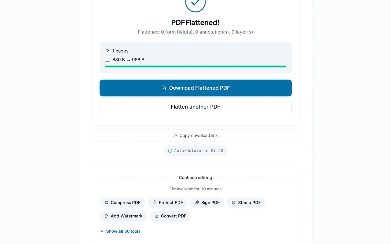 Download the flattened PDF — PDFredo flatten