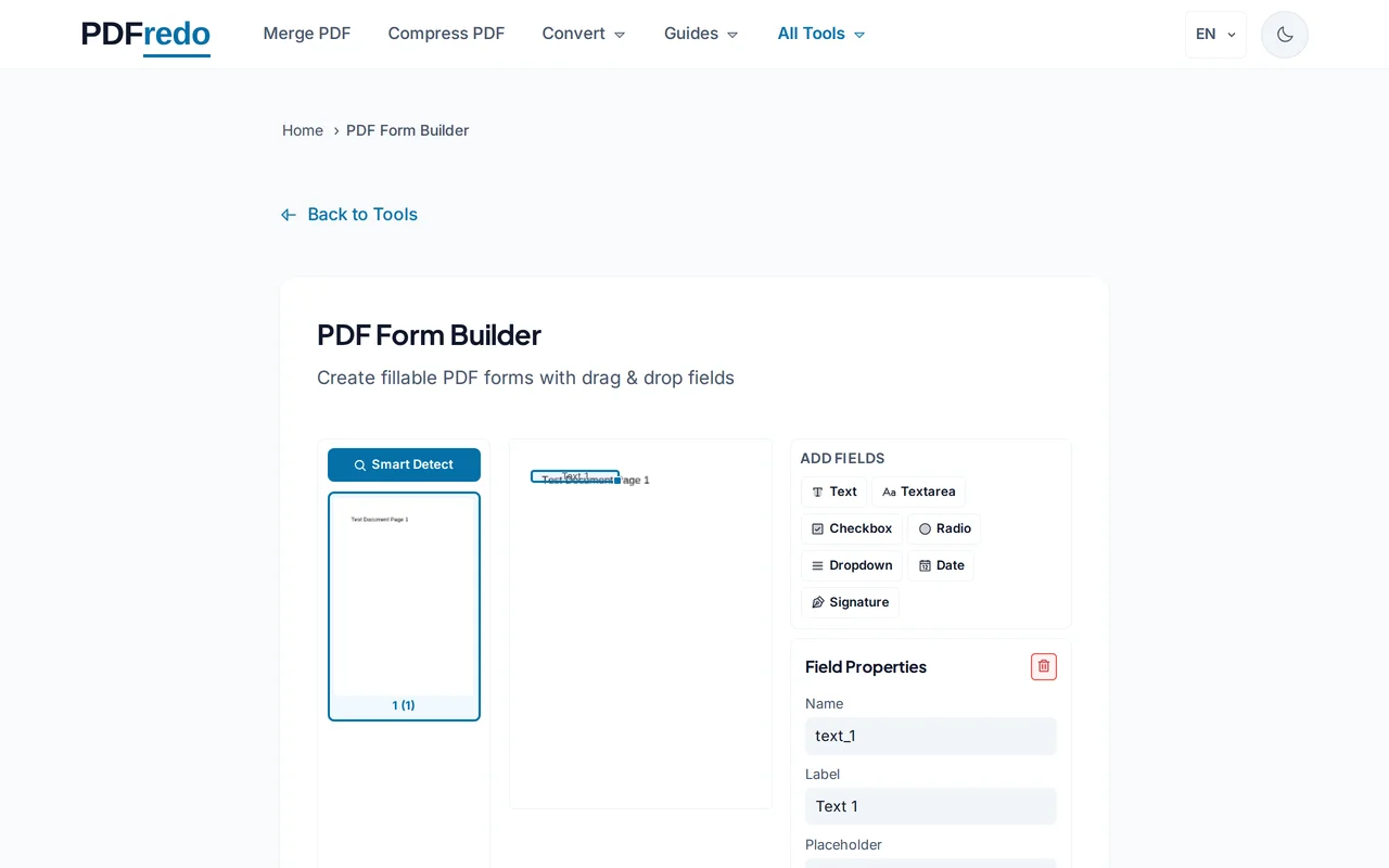 Configure properties — PDFredo form-builder