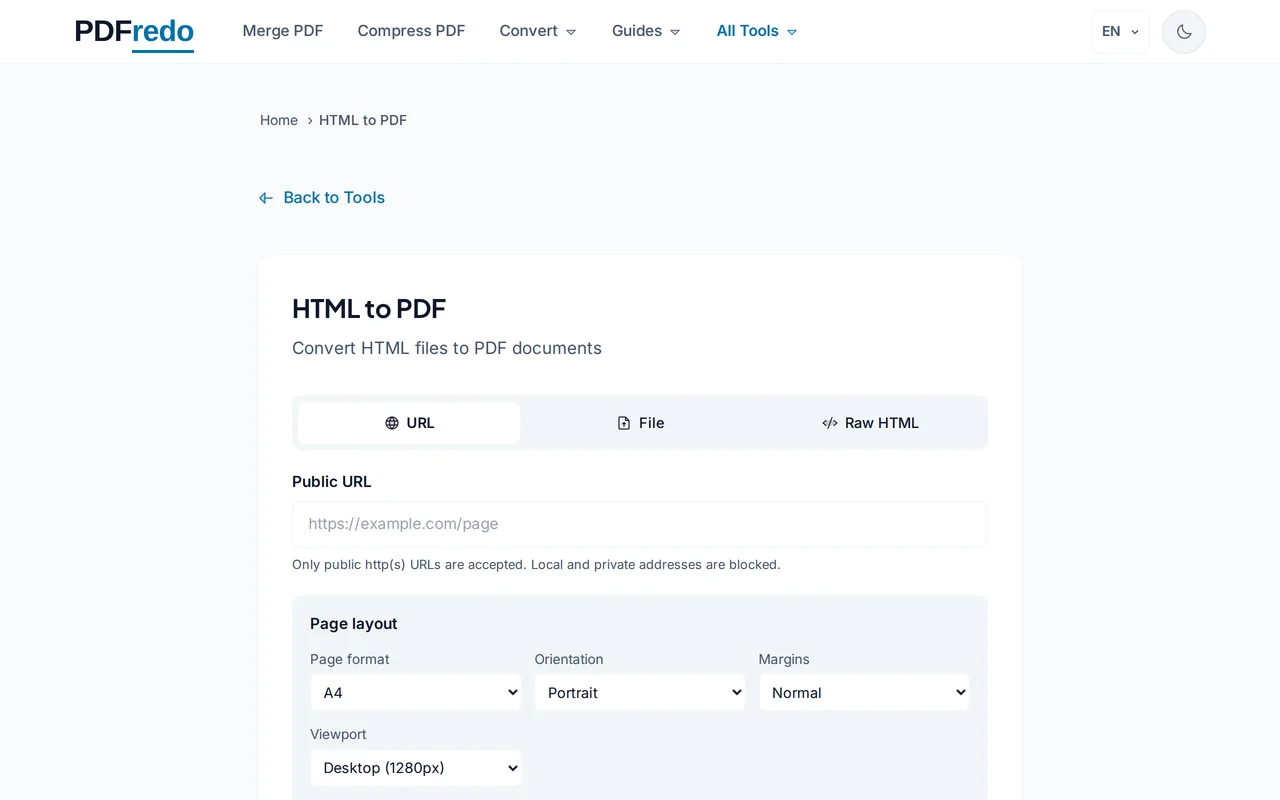 Provide your HTML — PDFredo html-to-pdf