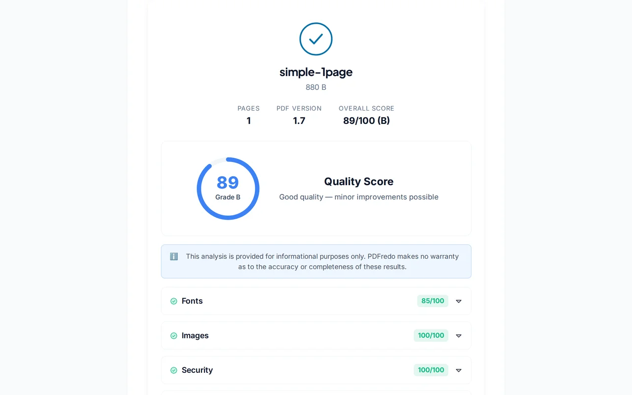 Download or export — PDFredo inspector
