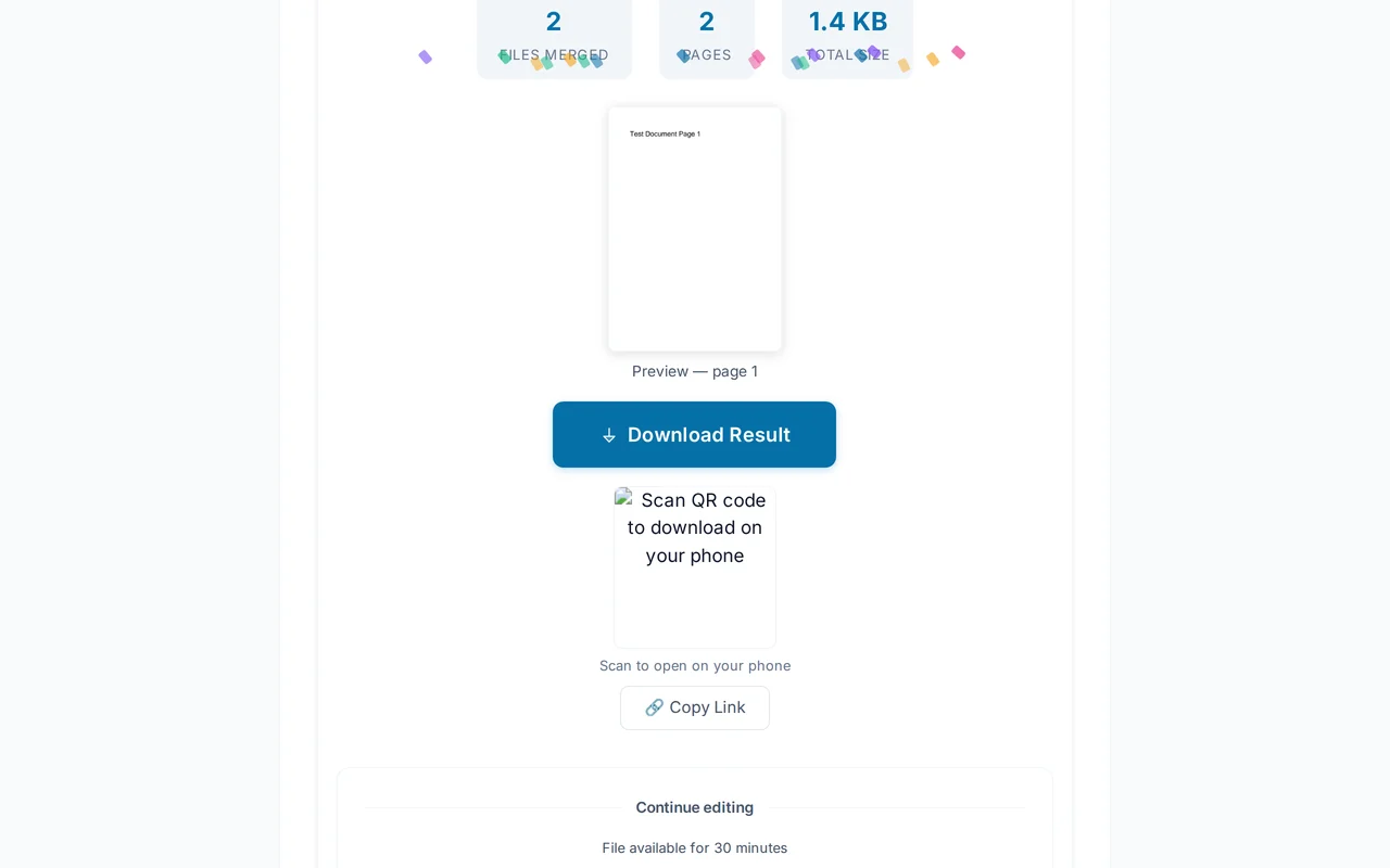Download your merged PDF — PDFredo merge