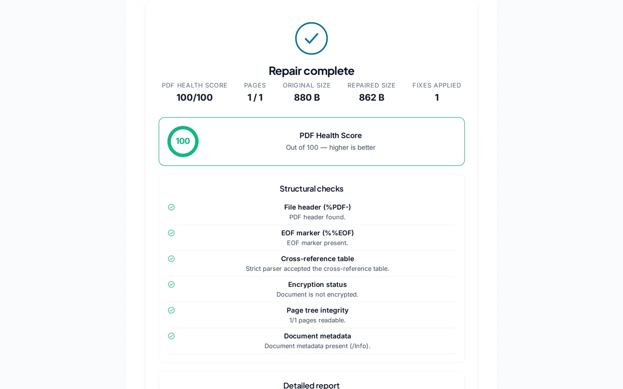 Download the repaired PDF — PDFredo repair