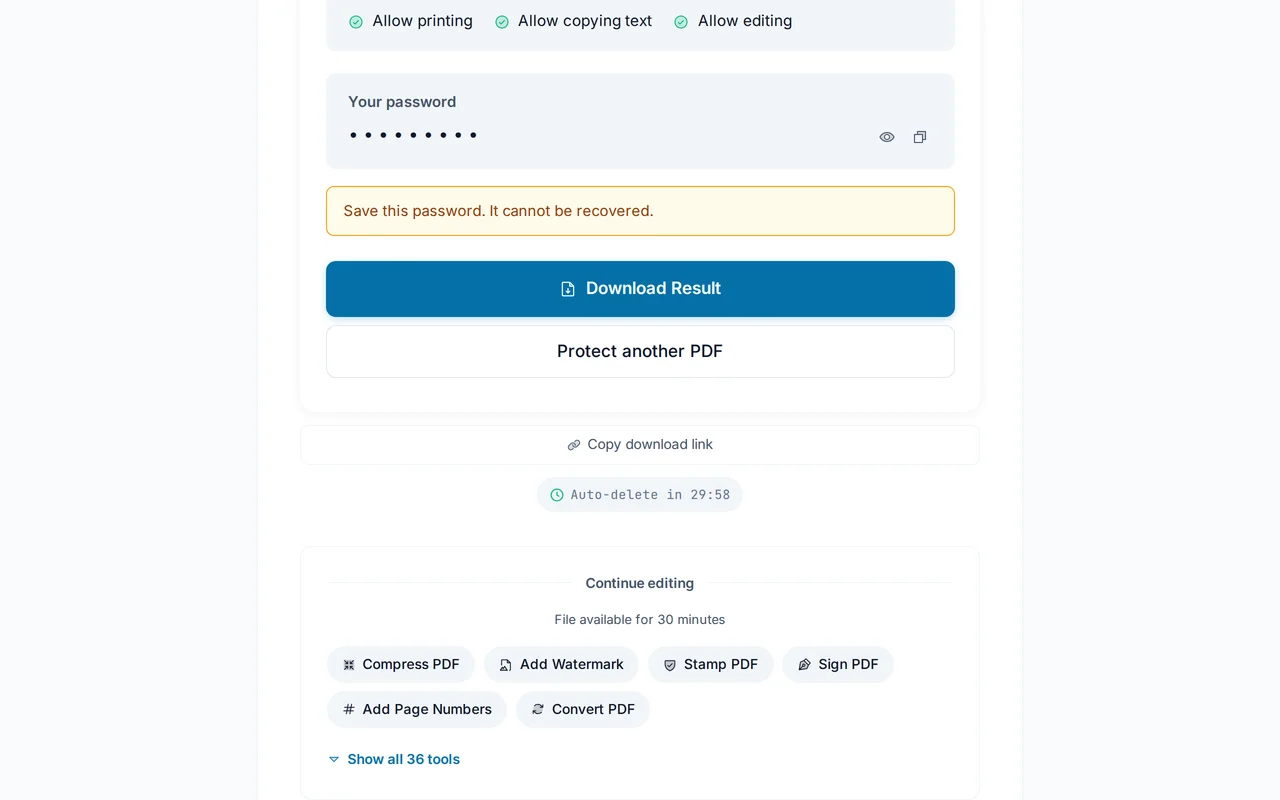 Download the protected PDF — PDFredo security