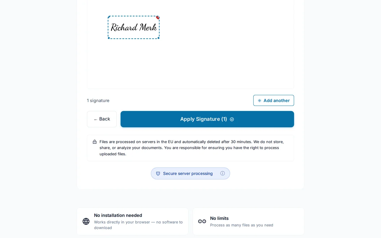Place it on the PDF — PDFredo sign
