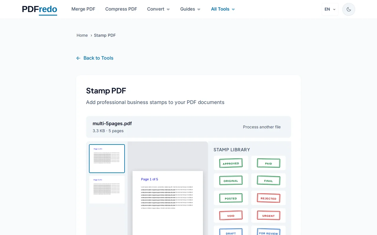 Choose and place a stamp — PDFredo stamp